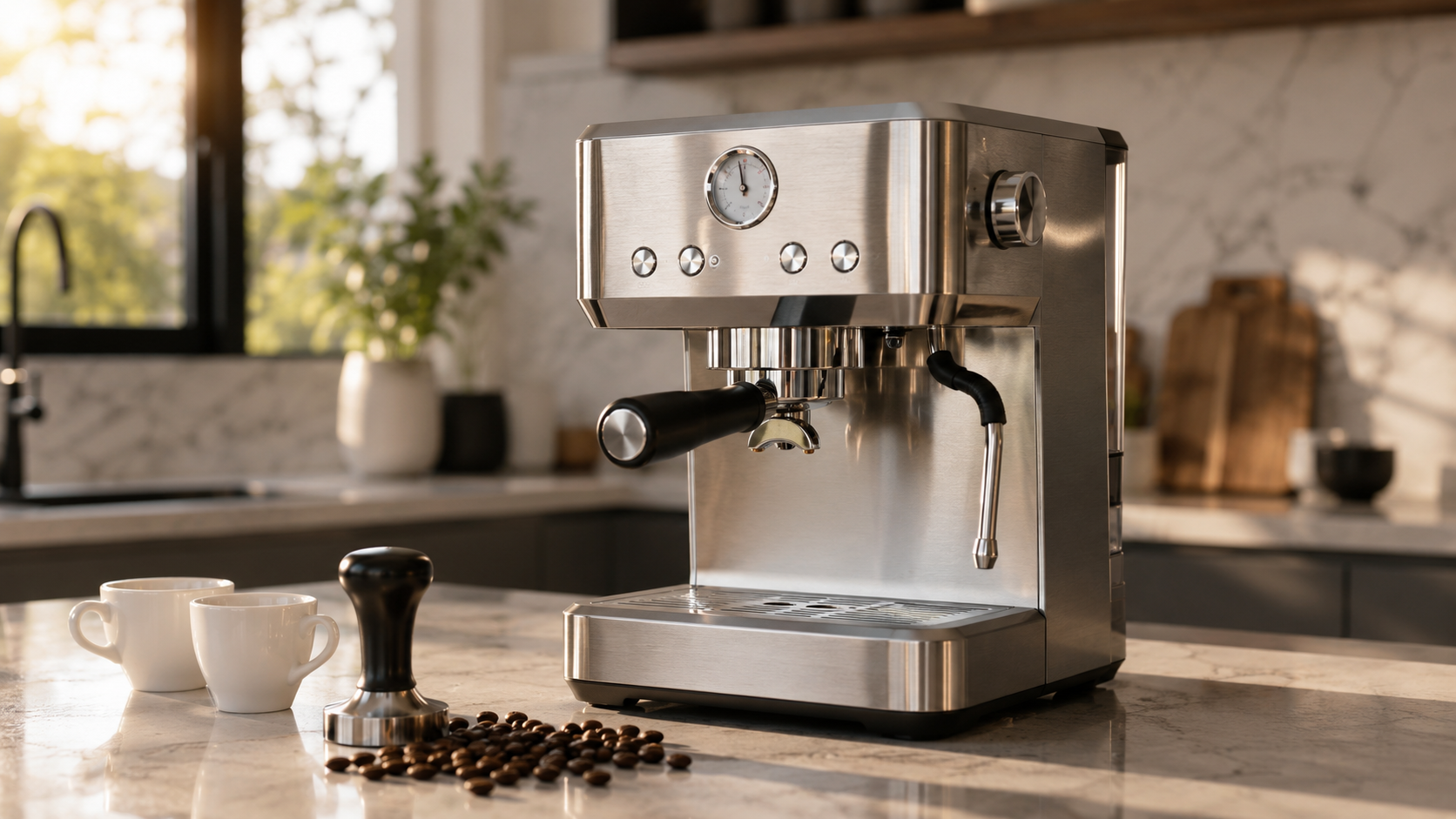 Atatix Espresso Machine - atatix Espresso Machine with Milk Frother, 20 Bar Pressure Espresso Maker countertop setup and design overview