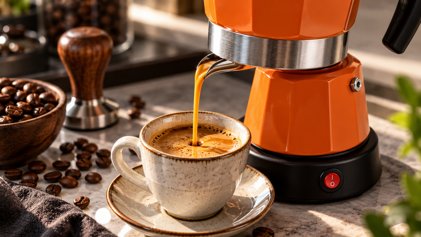 Imusa Electric Espresso Maker - espresso extraction, portafilter workflow, and steam wand details