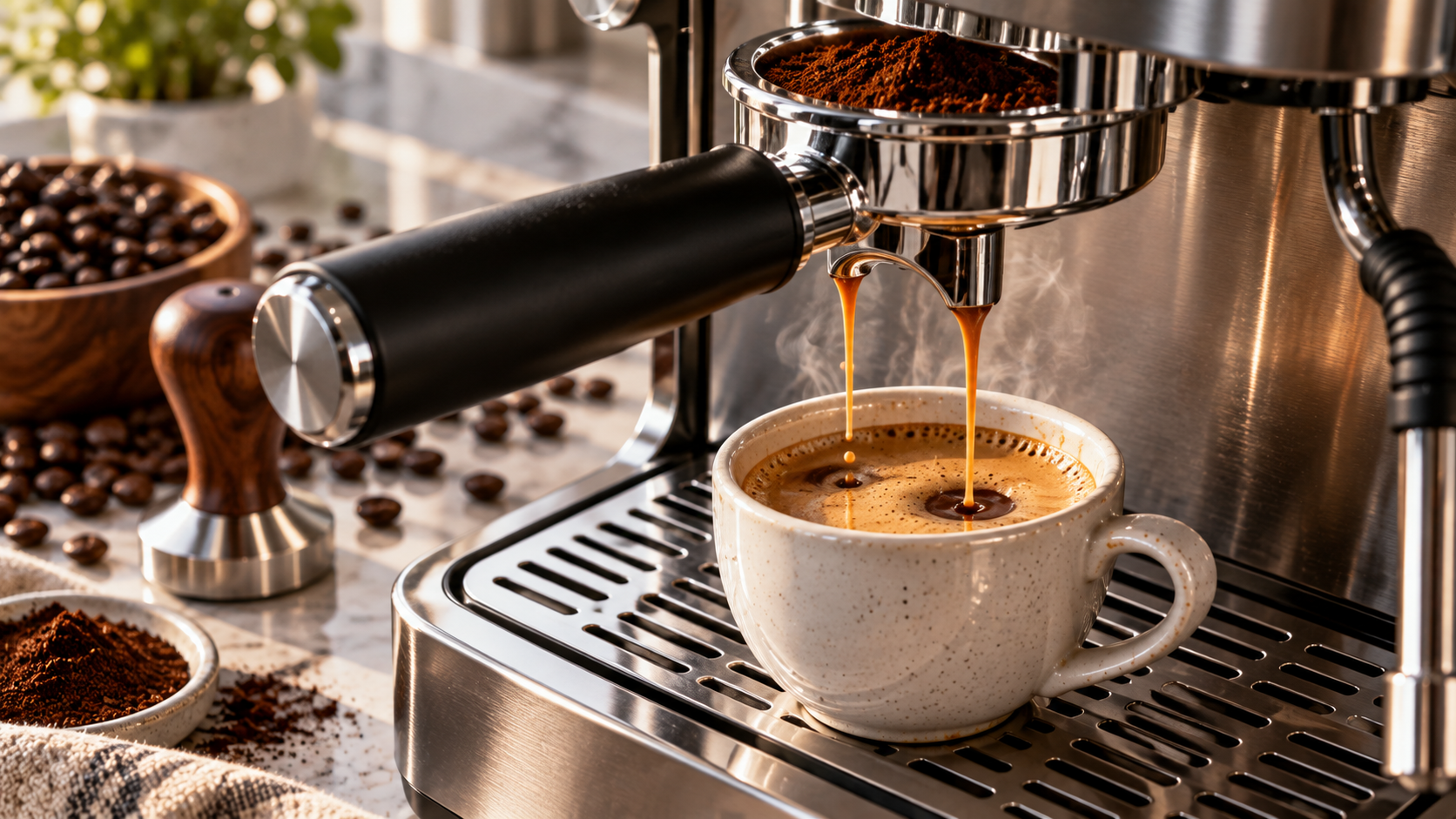 Espresso Machine Review - espresso extraction, portafilter workflow, and steam wand details