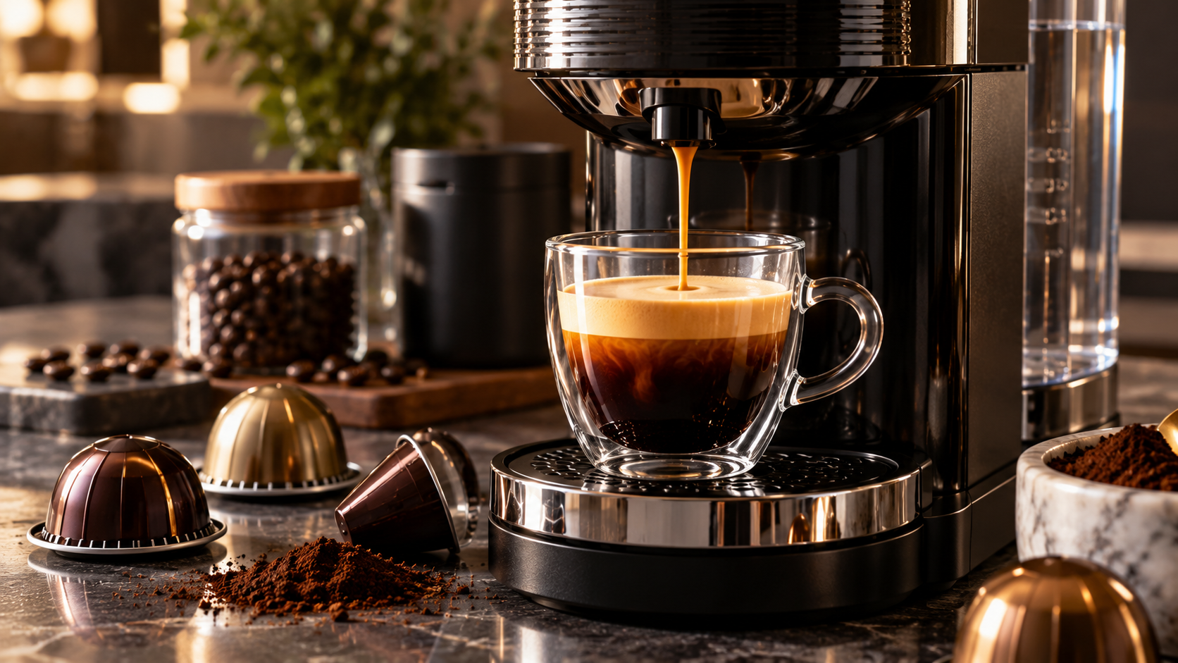 Nespresso Vertuo - espresso extraction, portafilter workflow, and steam wand details