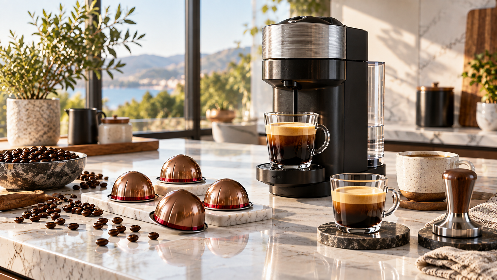 Nespresso Vertuo Melozio - Nespresso Vertuo, Melozio Decaffeinato, 30-Count Espresso Pods countertop setup and design overview