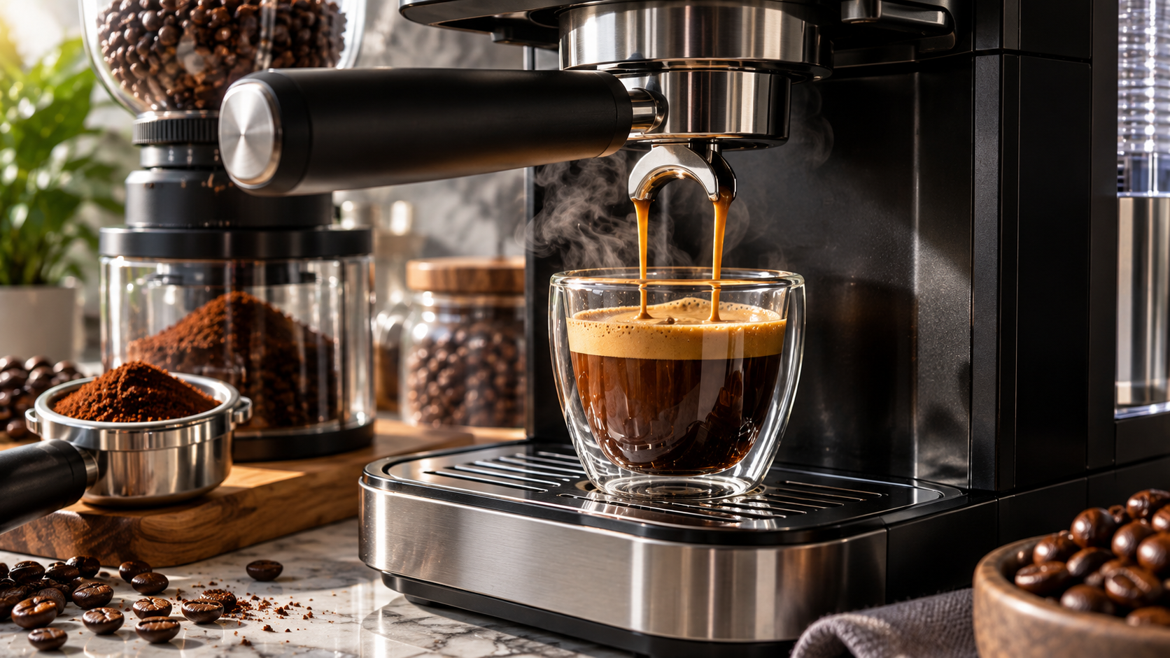 Ninja DualBrew Pro - espresso extraction, portafilter workflow, and steam wand details
