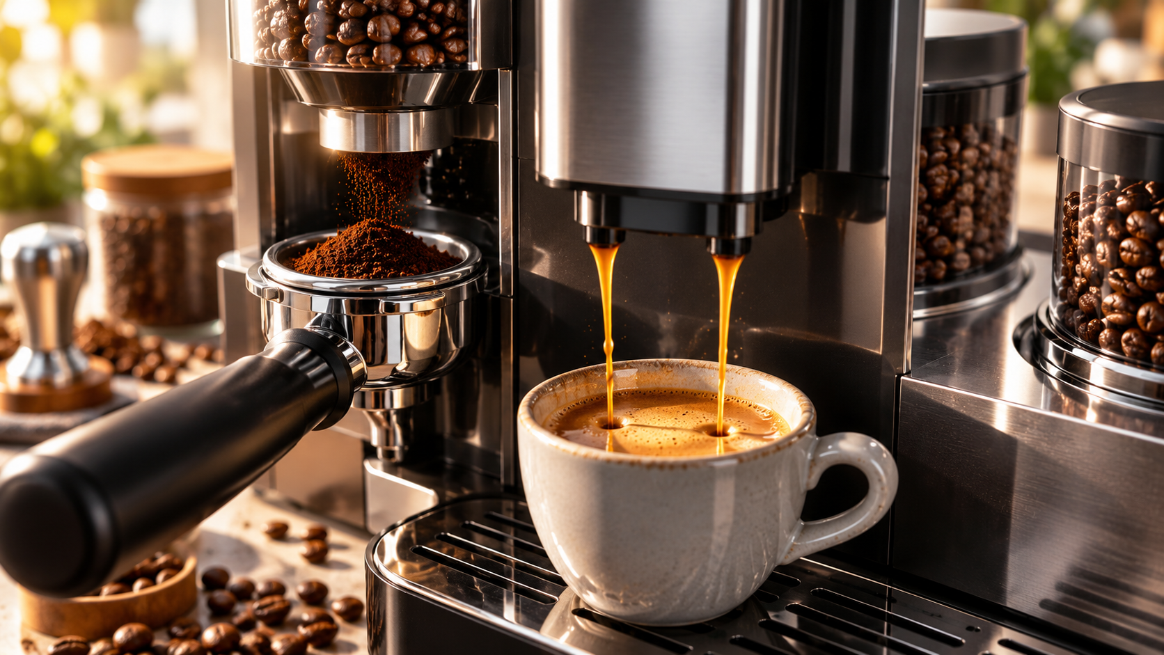 DeLonghi Rivelia - espresso extraction, portafilter workflow, and steam wand details