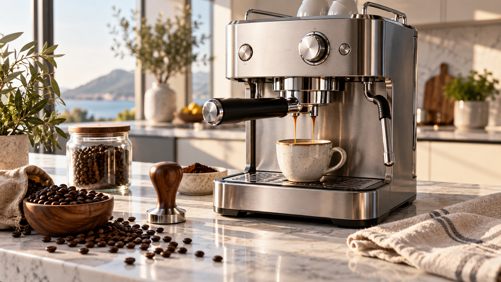 Espresso Machine Review - Breville Nespresso Original Essenza Mini Espresso Machine countertop setup and design overview
